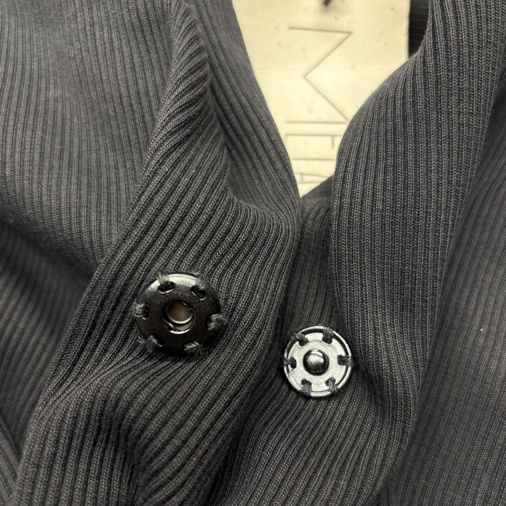 Black Draped Zip-Front Cardigan Sweater - Picture 7 of 10